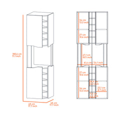 Lyla Corner Bar Cabinet, Ten Built-in Wine Rack, Four Door Cabinet, Four Interior Shelves