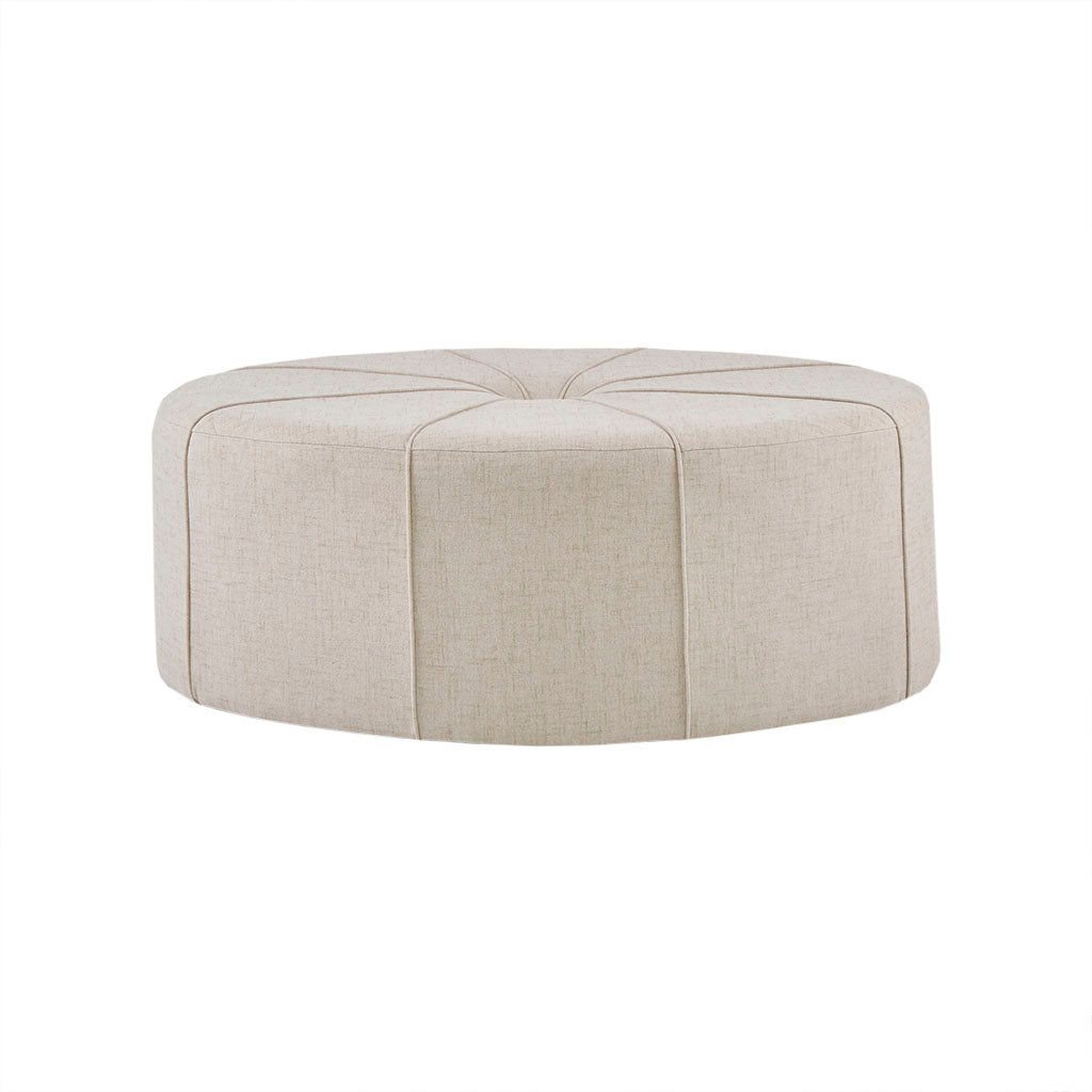 48" Ottoman,Polyester Fabric Large Cocktail Ottoman Modern Style For Living Room, Cream