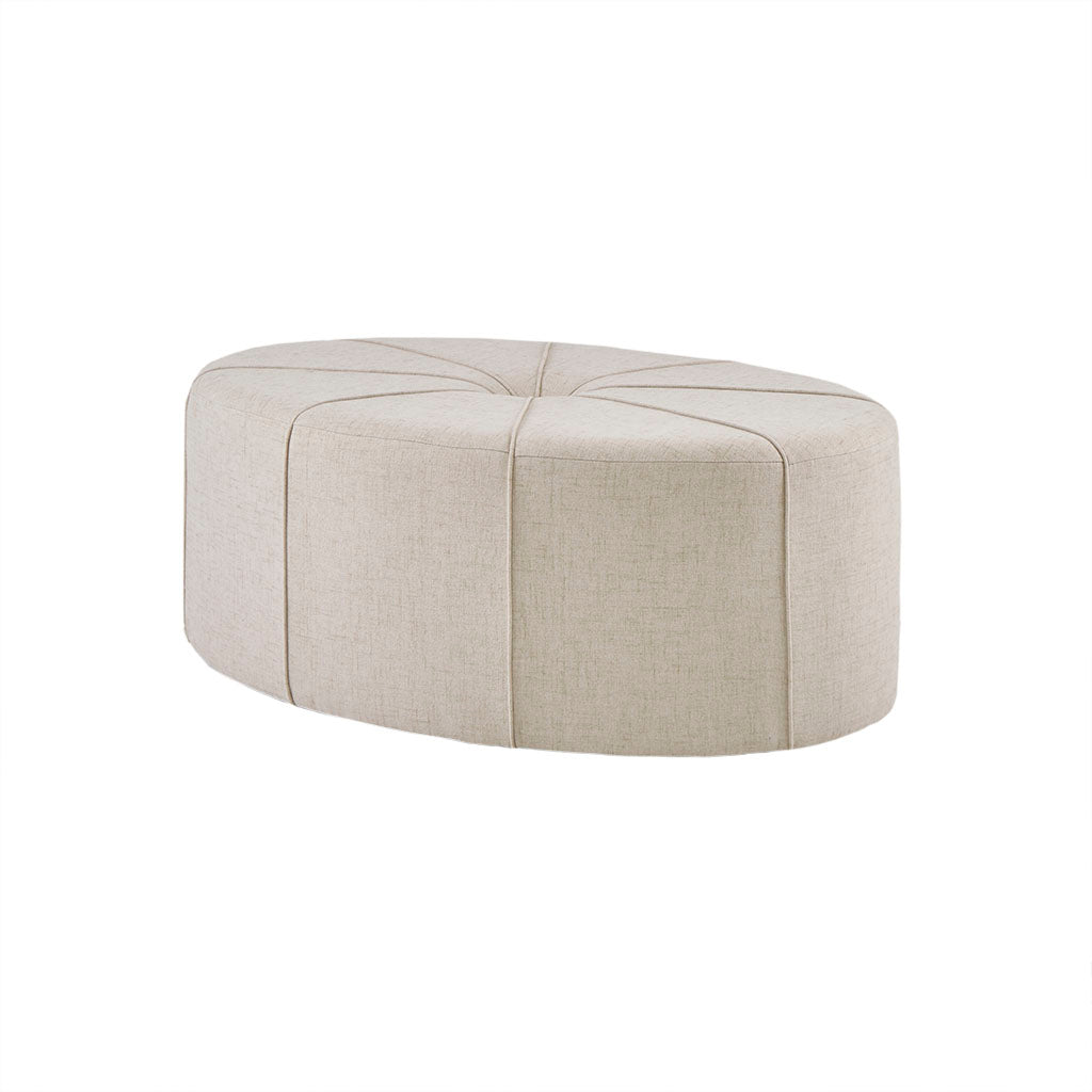 48" Ottoman,Polyester Fabric Large Cocktail Ottoman Modern Style For Living Room, Cream