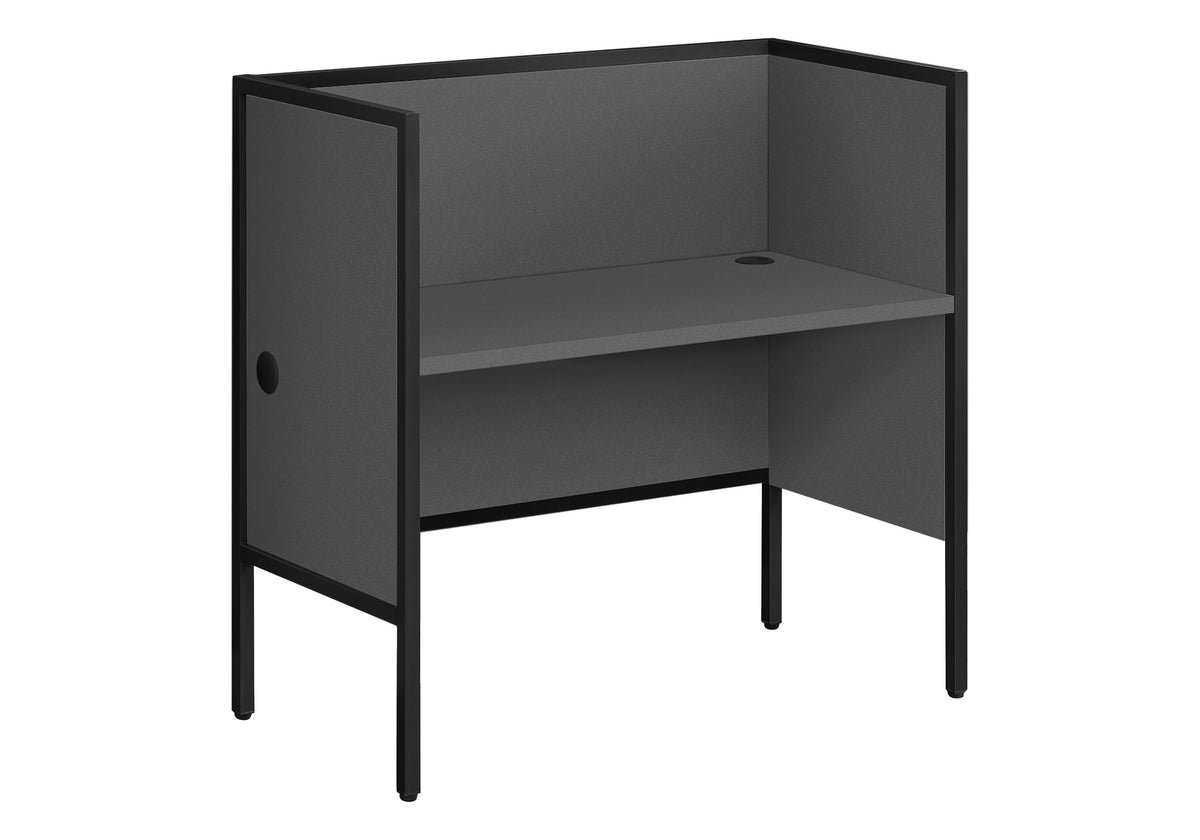 Office Cubicle, 48"l, Desk, Work, Commercial Grade, Grey Laminate, Black Metal, Contemporary, Modern