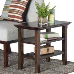 Acadian Solid Wood Narrow Side Table in Brunette Brown