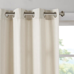Plaid Rod Pocket and Back Tab Curtain Panel with Fleece Lining Natural 50x84"