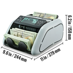 Money Counter Machine, Bill Counter with UV, MG, IR and DD Counterfeit Detection, USD & EUR Cash Counting Machine with Large LCD & External Display for Small Business