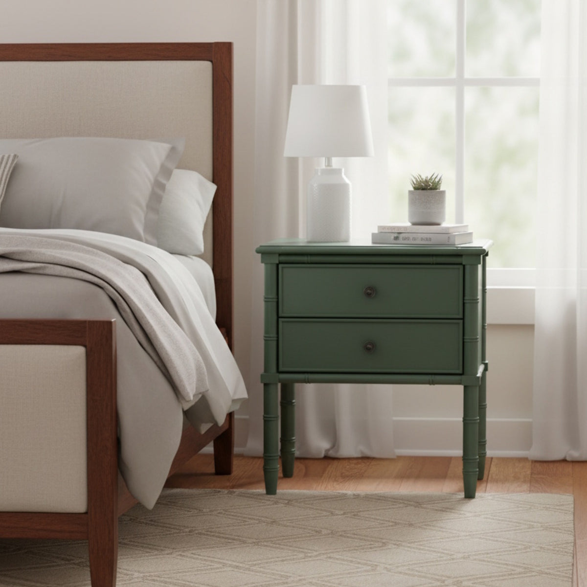 Emmett 2 Drawer Nightstand - Vintage Green