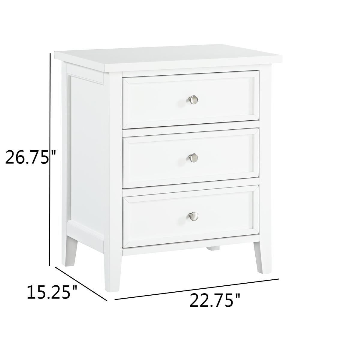 Luca 3-drawer Nightstand - White