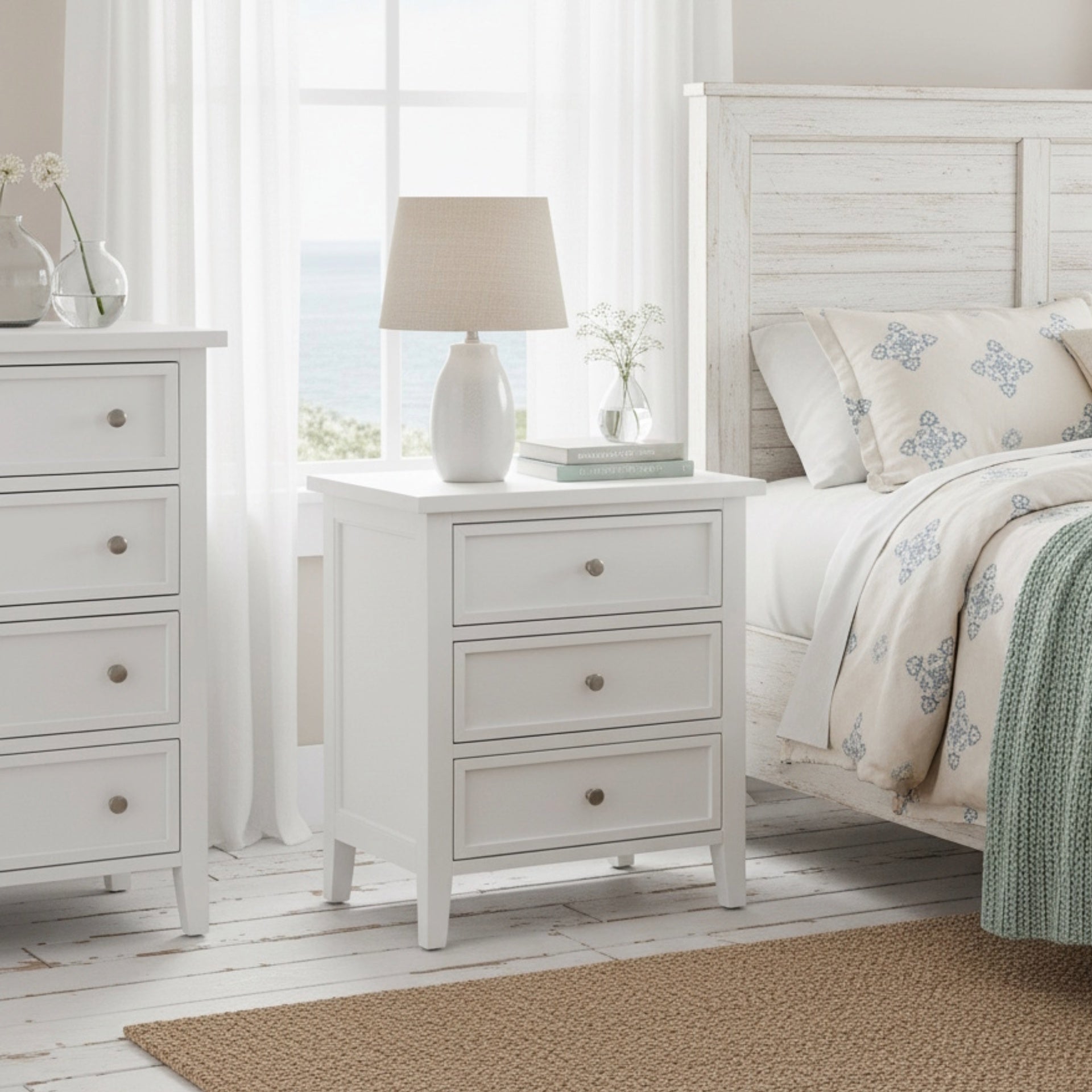 Luca 3-drawer Nightstand - White