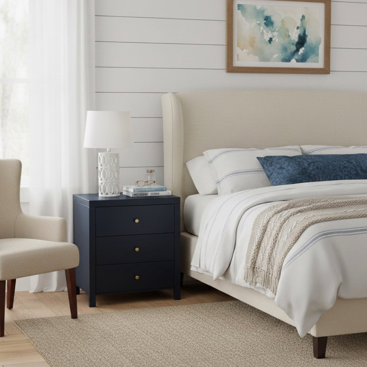 Nevarre 3-drawer Nightstand - Midnight Blue