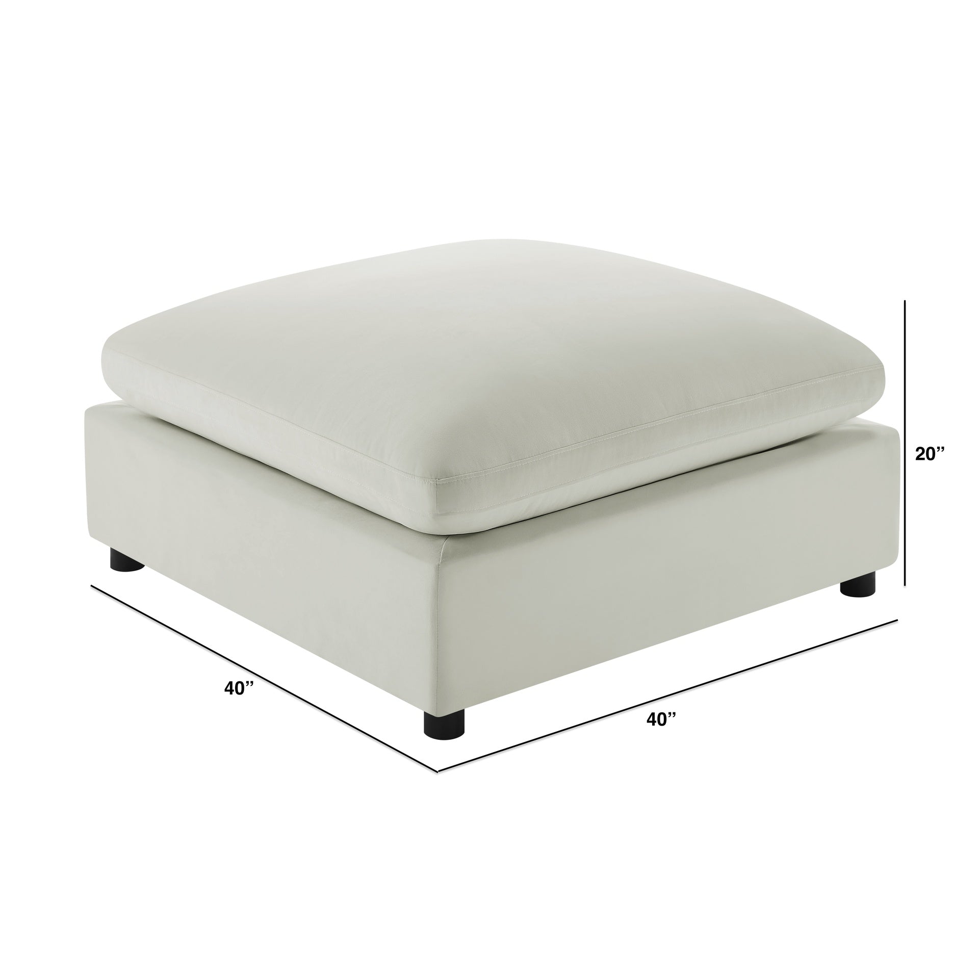 Caylie Ivory Fabric Ottoman