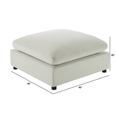 Caylie Ivory Fabric Ottoman