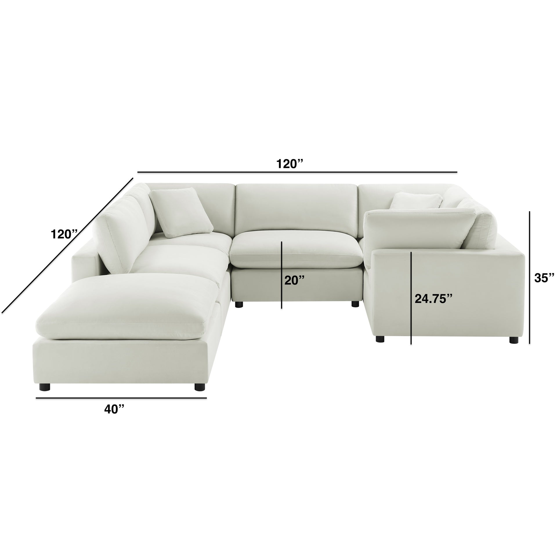 Caylie Modular 6-Piece Sectional - Ivory