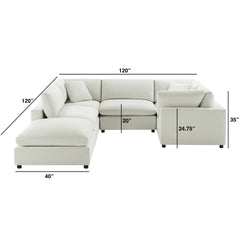 Caylie Modular 6-Piece Sectional - Ivory