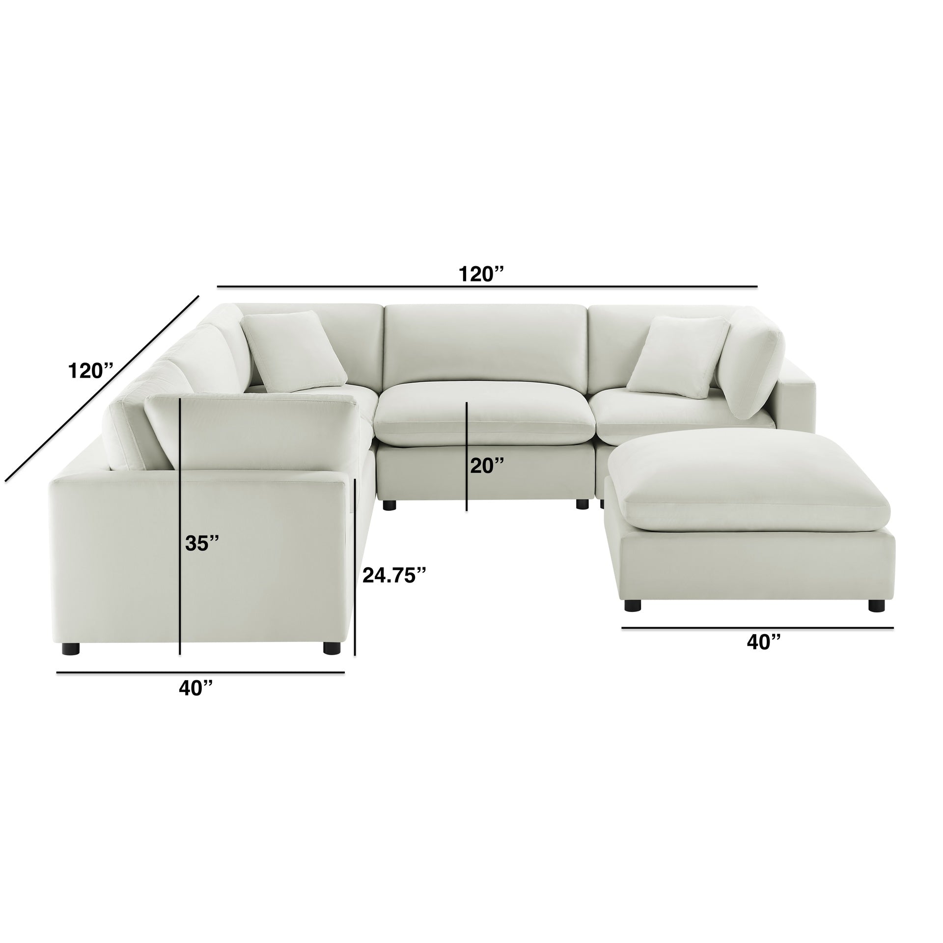 Caylie Modular 6-Piece Sectional - Ivory
