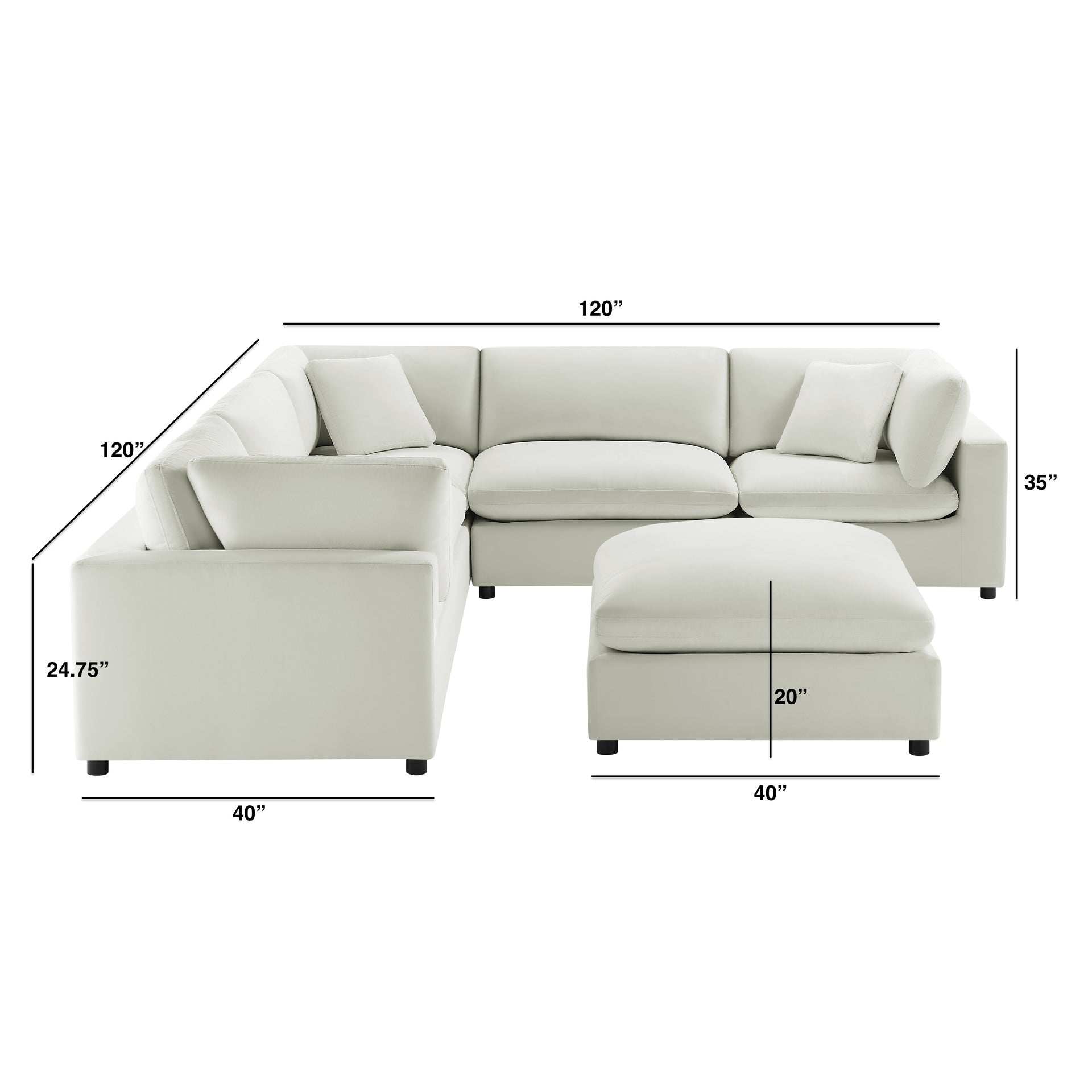 Caylie Modular 6-Piece Sectional - Ivory