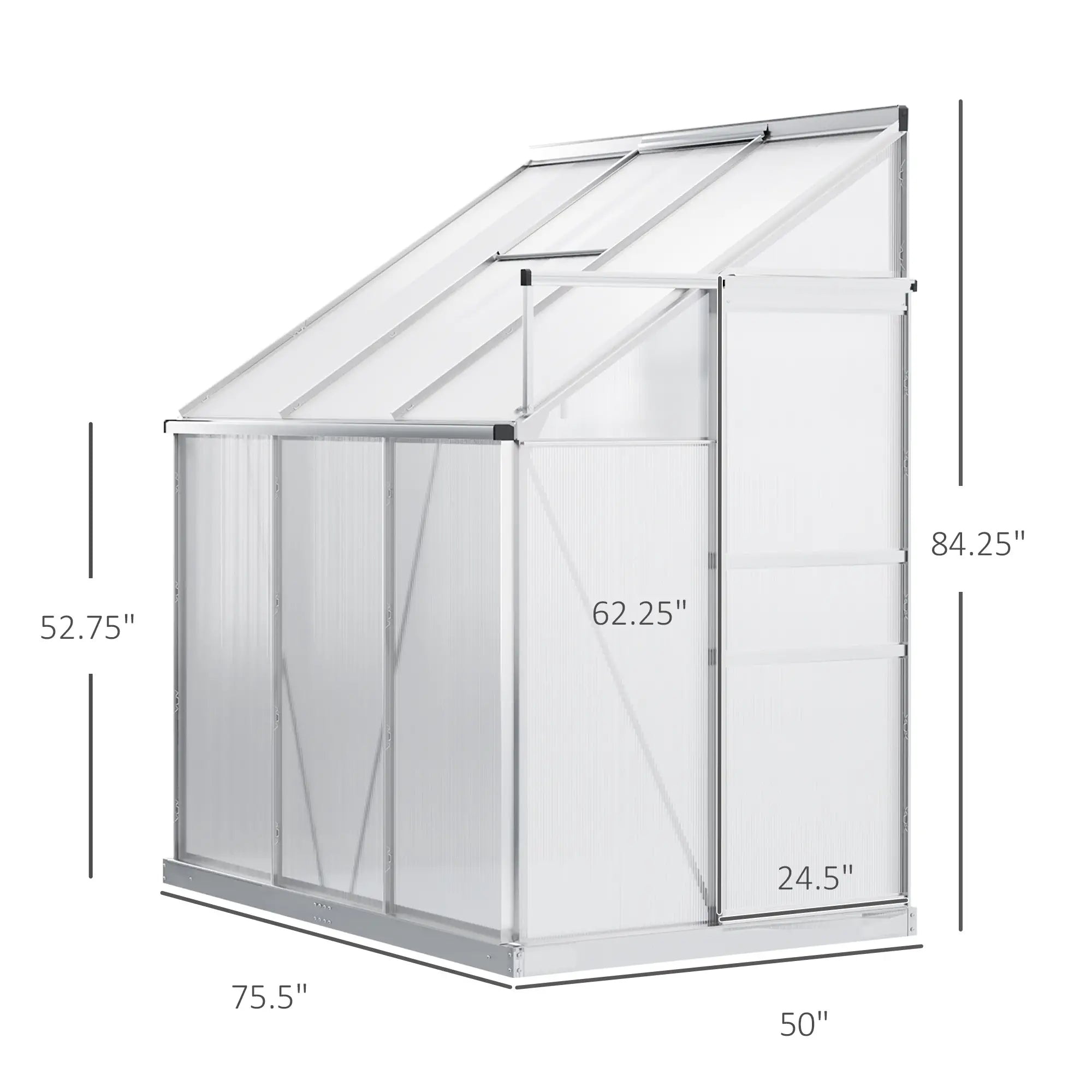 6.3' W x 4.2' D x 7' H greenhouse for Winter,Aluminum