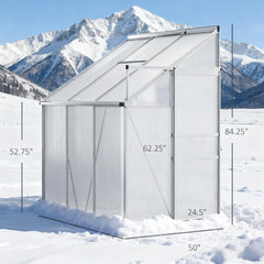 6.3' W x 4.2' D x 7' H greenhouse for Winter,Aluminum