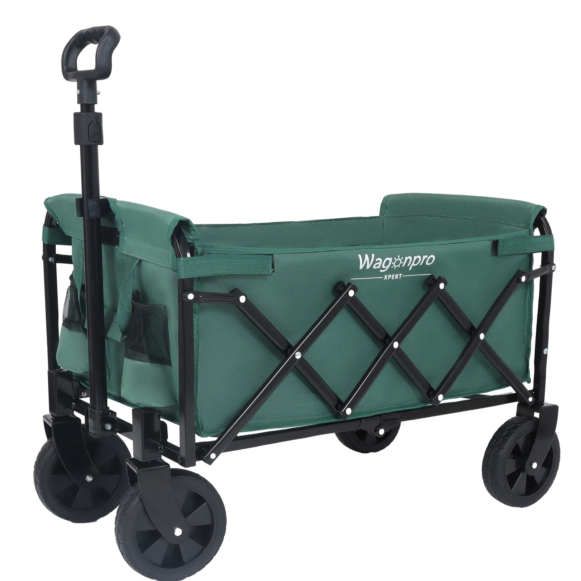Expandable Dual-Layer Utility Wagon with 100% Extra Space - Grocery Cart for Camping, Shopping, Sports, Gardening, Fishing, Supports 225lbs, Green