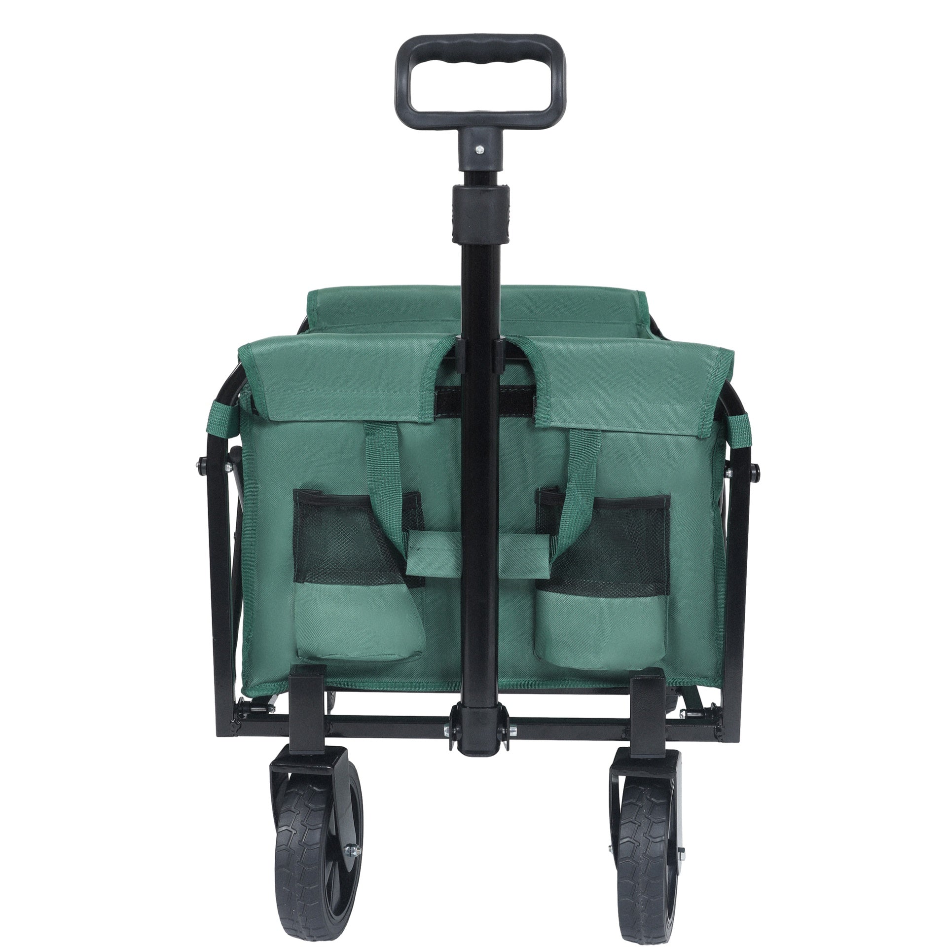 Expandable Dual-Layer Utility Wagon with 100% Extra Space - Grocery Cart for Camping, Shopping, Sports, Gardening, Fishing, Supports 225lbs, Green