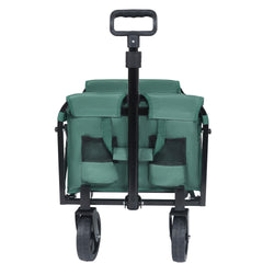 Expandable Dual-Layer Utility Wagon with 100% Extra Space - Grocery Cart for Camping, Shopping, Sports, Gardening, Fishing, Supports 225lbs, Green