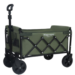 Expandable Dual-Layer Utility Wagon with 100% Extra Space - Grocery Cart for Camping, Shopping, Sports, Gardening, Fishing, Supports 225lbs, army green