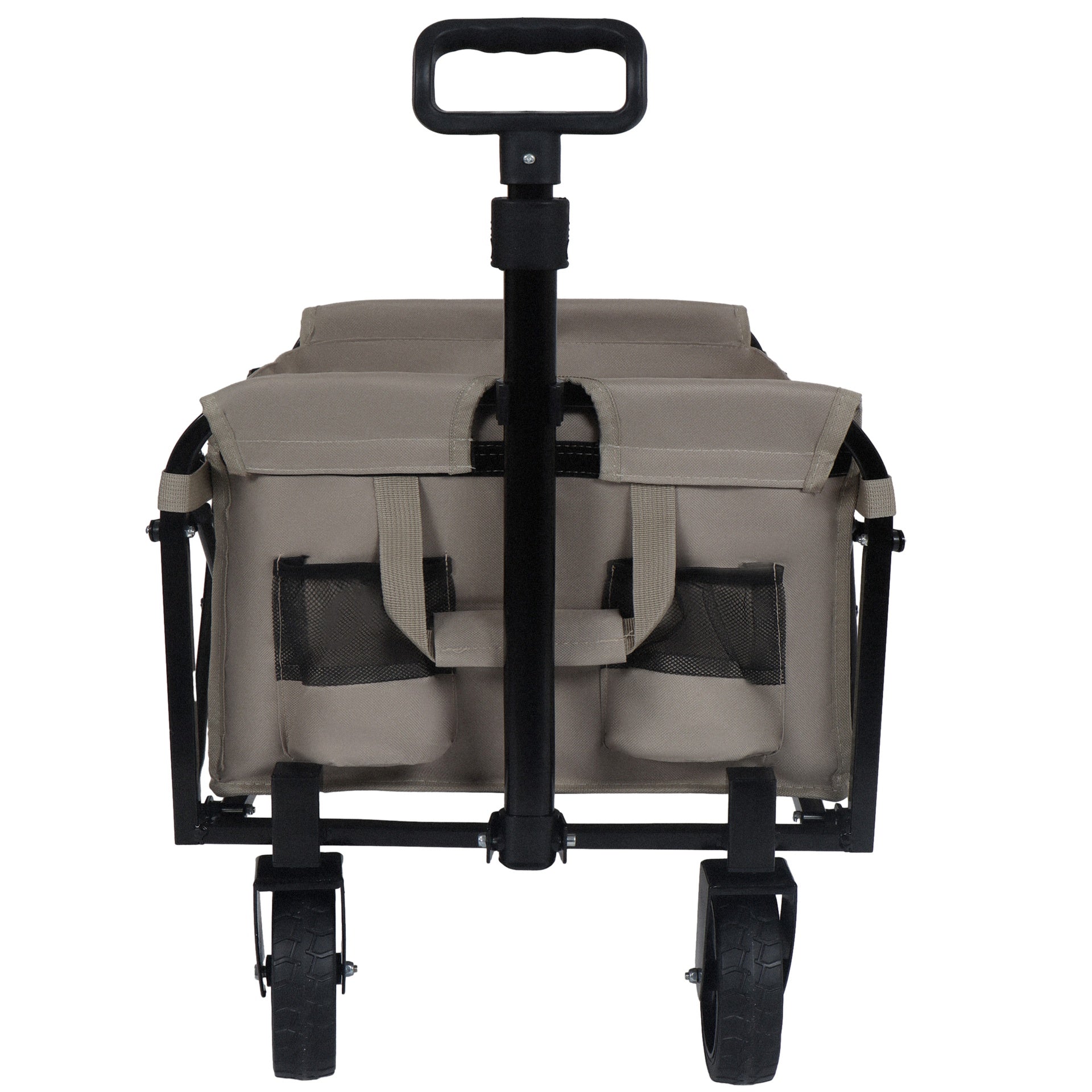 Expandable Dual-Layer Utility Wagon with 100% Extra Space - Grocery Cart for Camping, Shopping, Sports, Gardening, Fishing, Supports 225lbs, Beige