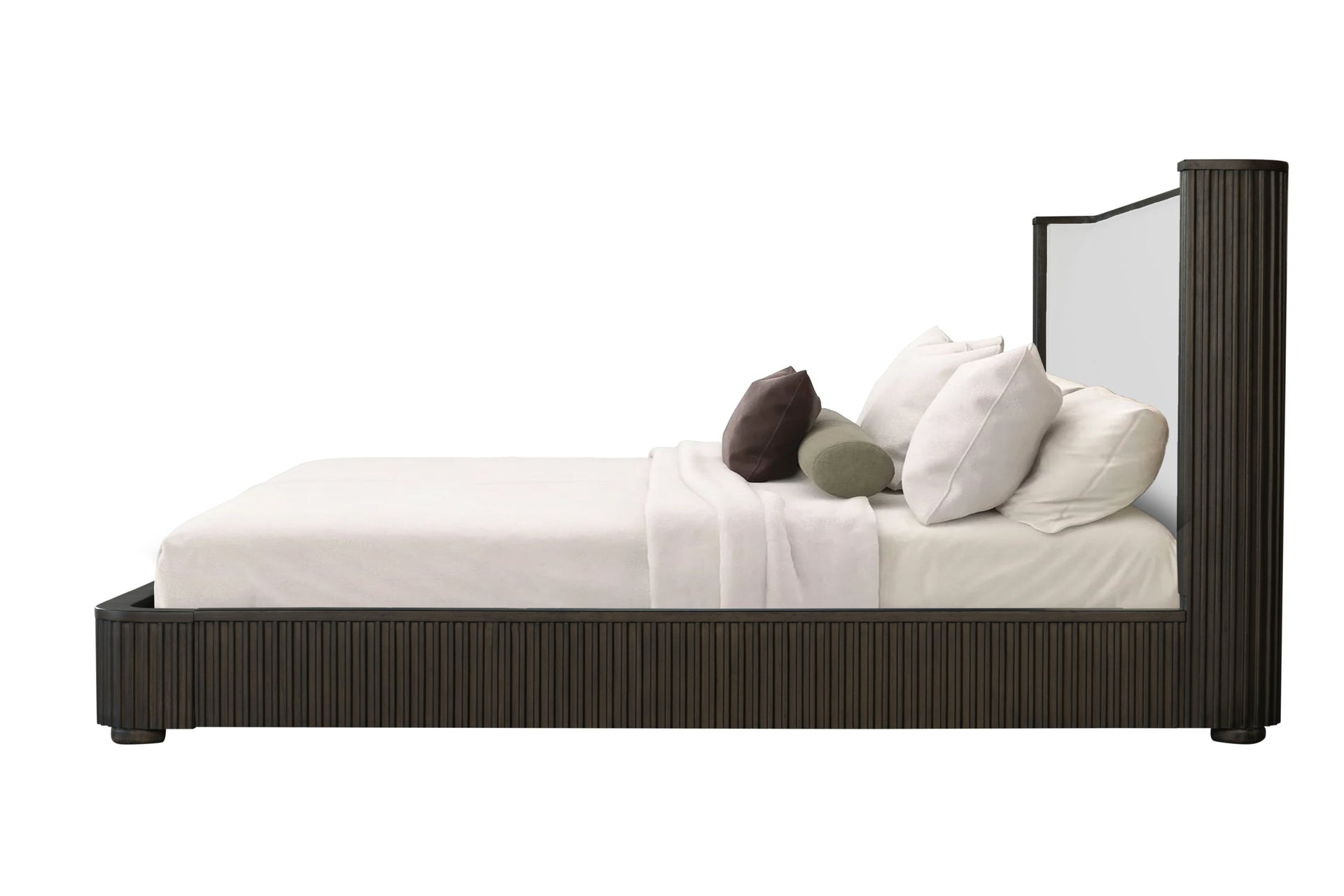 Clayten Fabric & Espresso Finish Queen Bed