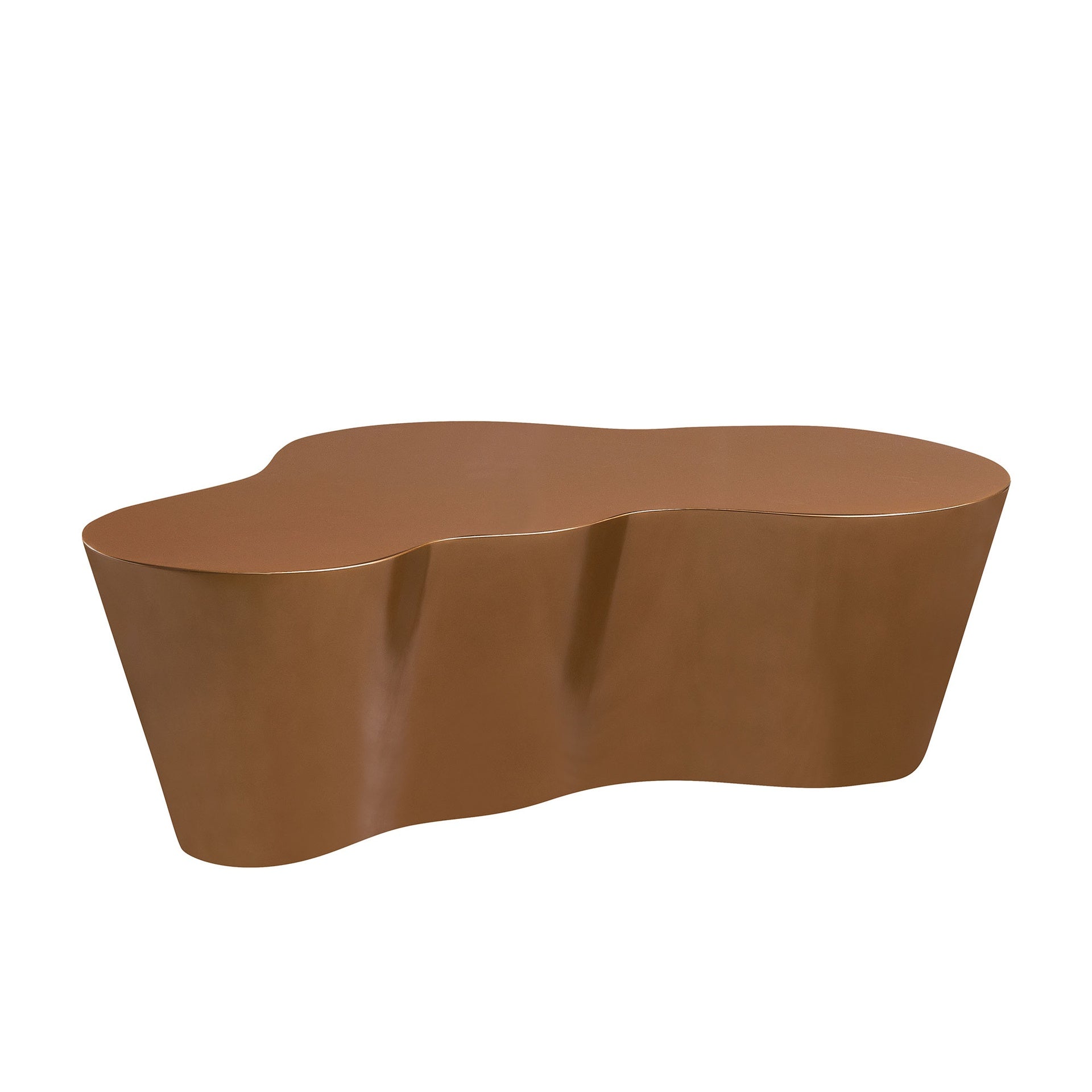 50 Inch Unique Shape Coffee Table Sturdy Fiberglass Tea Table for Living Room No Need Assembly BROWN