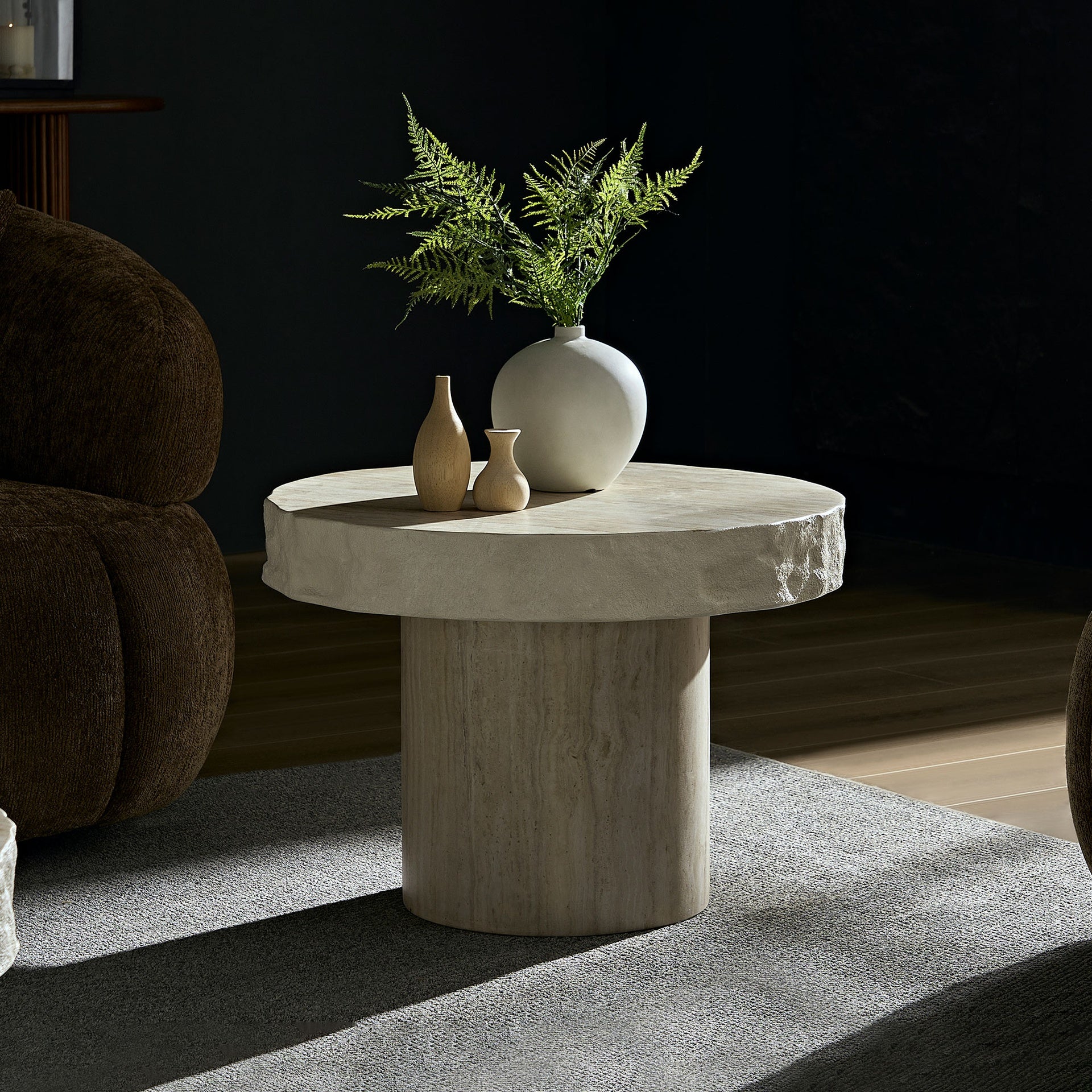 23.82 inch Faux MARS Textural Patterns Coffee Tables for Living Room Apartment No Need Assembly Beige