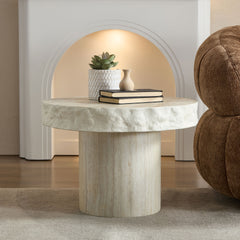 23.82 inch Faux MARS Textural Patterns Coffee Tables for Living Room Apartment No Need Assembly Beige