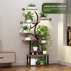 68.5" Tall 10-Tier Plant Stand with 5 Grow Lights, S-Shaped Corner Plant Rack for Indoor Plants, Perfect for Living Room, Garden & Patio