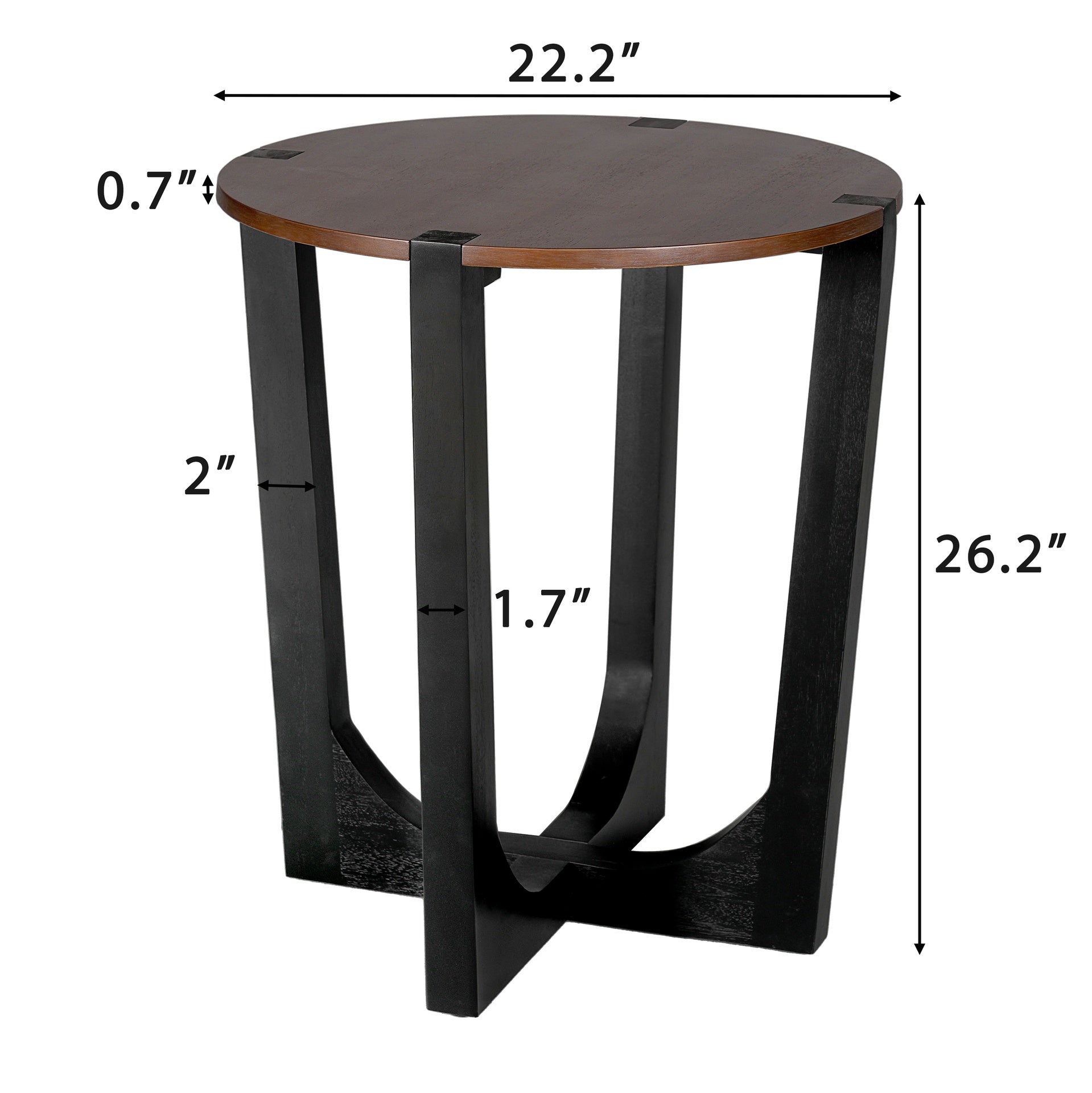 ACACIA SOLID WOOD SIDE TABLE,BROWN & BLACK COLOR