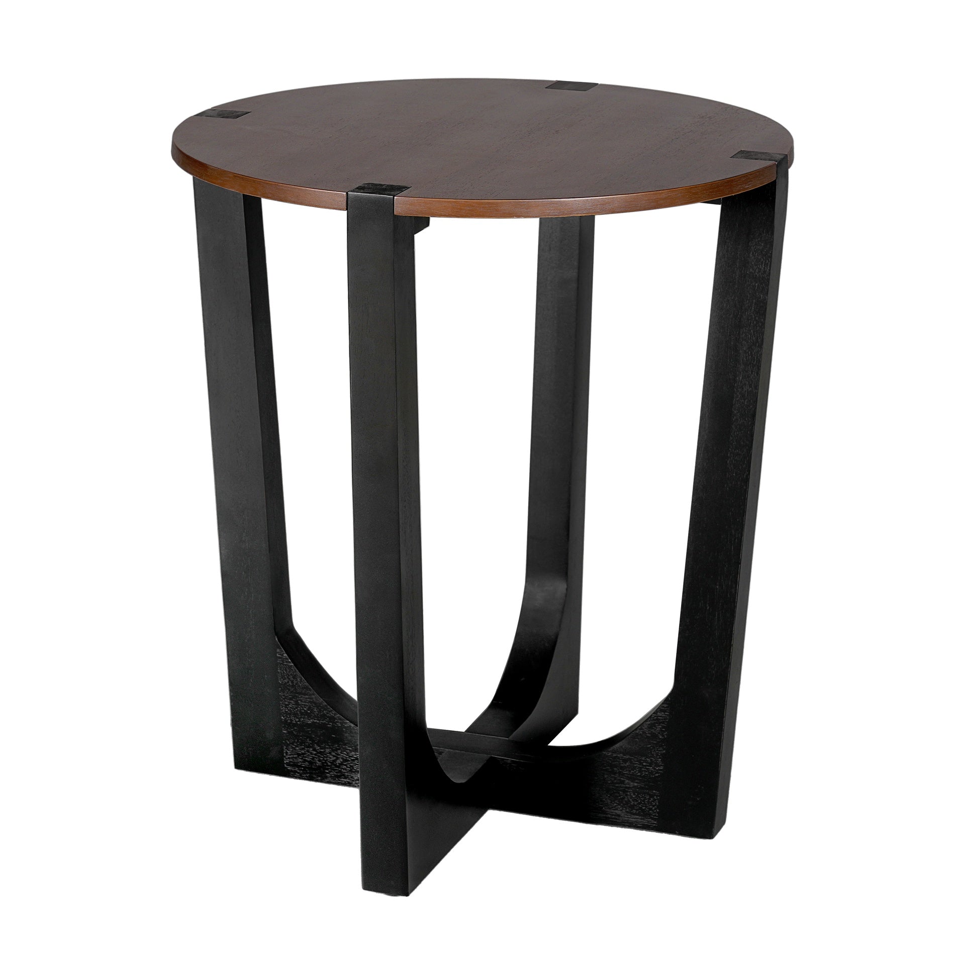 ACACIA SOLID WOOD SIDE TABLE,BROWN & BLACK COLOR
