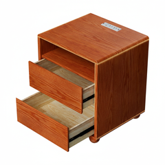 20"Modern Nightstand with 2 Drawers And Shelves Solid Wood Night Stand with Charger Station Mid Century Bedside Table Curved Wood Side Table-Walnut