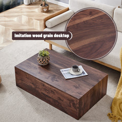 39.3*23.6*12 Inch Walnut Wood Grain MDF Coffee Table - Luxurious Design, Perfect Living Room Accent.Fashion texture design coffee table, suitable for various situations and scenes.W1151P231619