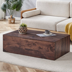 39.3*23.6*12 Inch Walnut Wood Grain MDF Coffee Table - Luxurious Design, Perfect Living Room Accent.Fashion texture design coffee table, suitable for various situations and scenes.W1151P231619