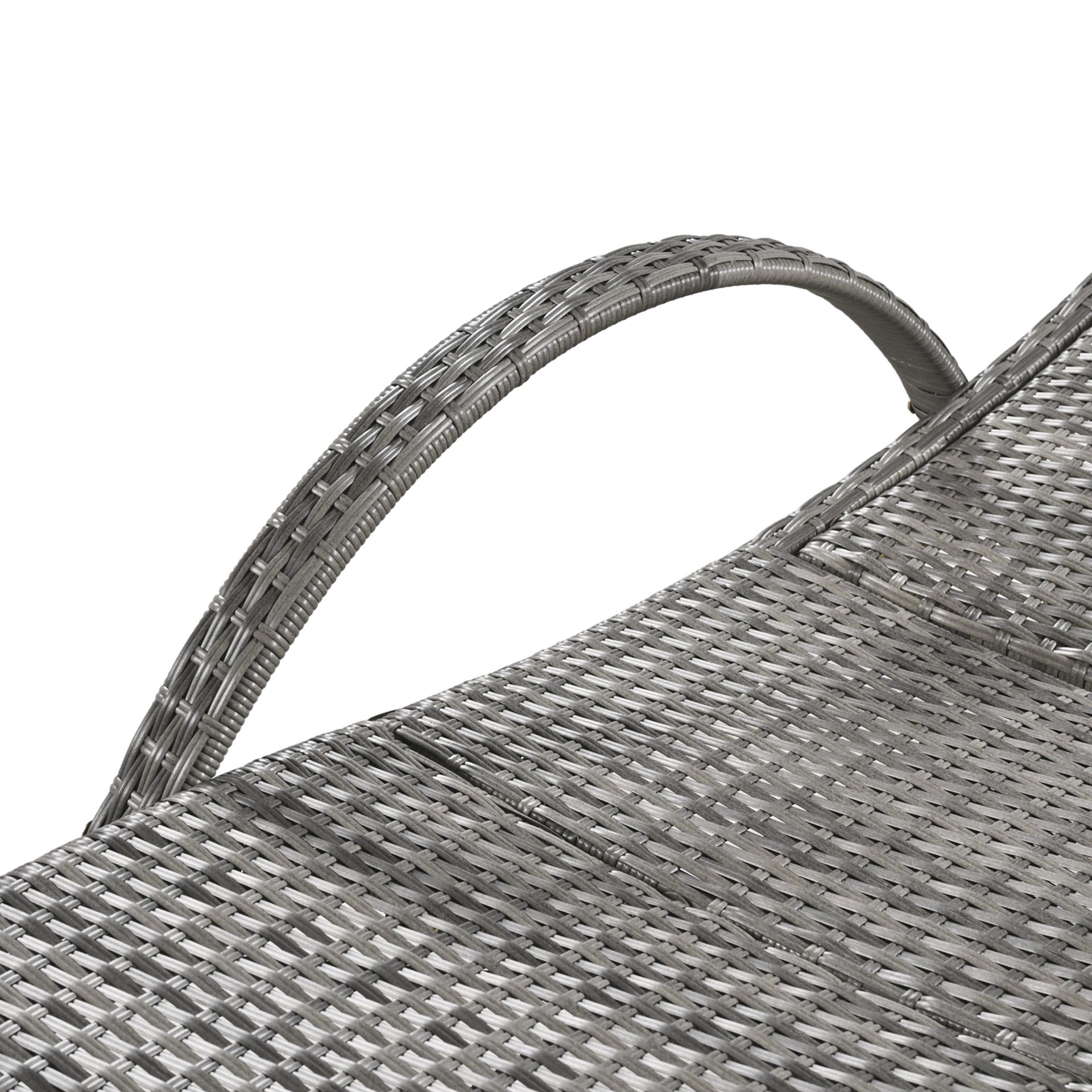 K&K 80'' Outdoor Wicker Chaise Lounge Chairs Set of 2, Patio Rattan Reclining Chair Pull-out Side Table Adjustable Backrest Ergonomic Wave Design Pool Sunbathing Recliners, Grey