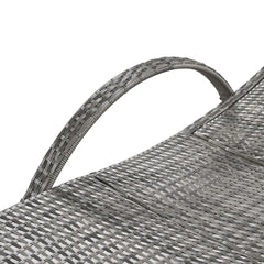 K&K 80'' Outdoor Wicker Chaise Lounge Chairs Set of 2, Patio Rattan Reclining Chair Pull-out Side Table Adjustable Backrest Ergonomic Wave Design Pool Sunbathing Recliners, Grey