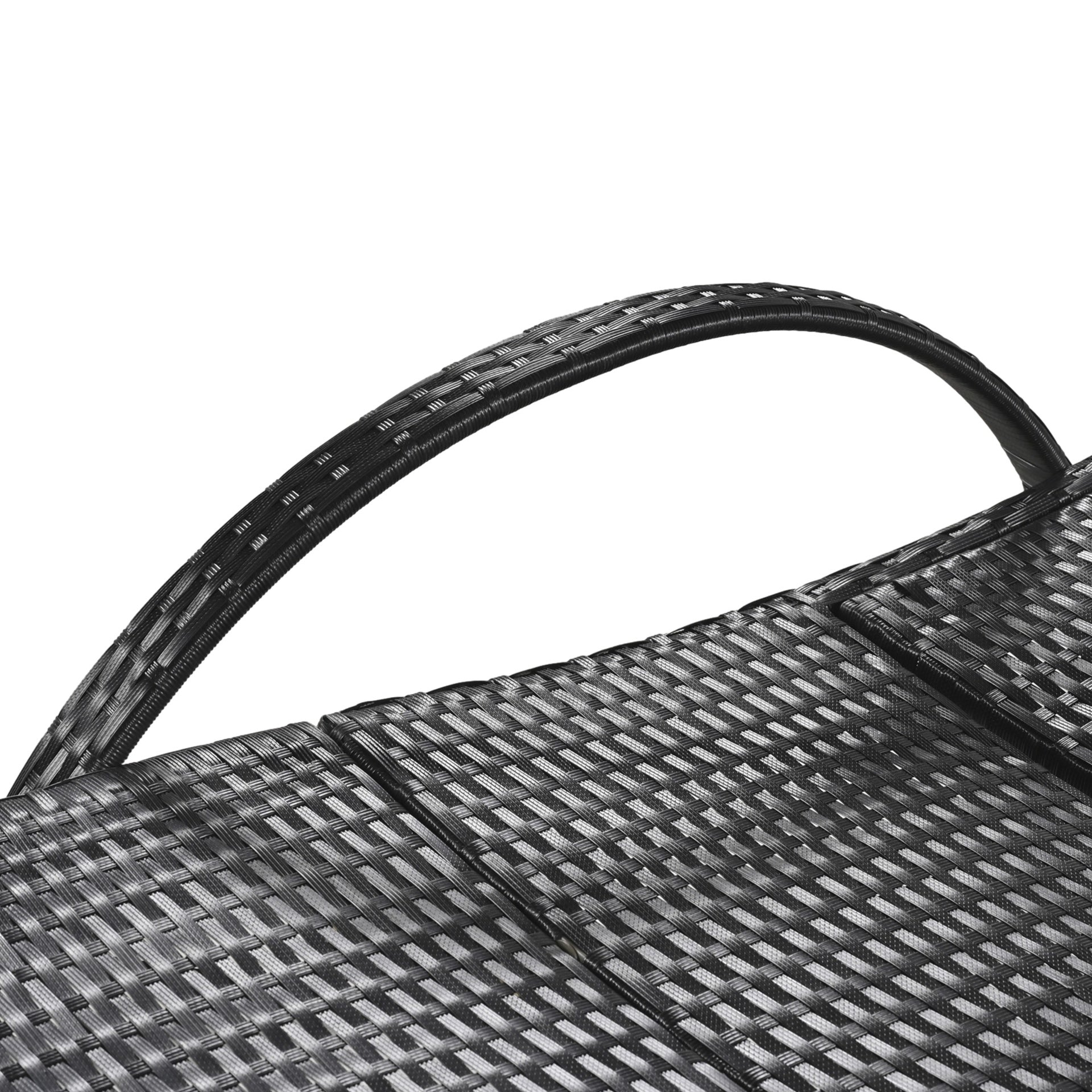 K&K 80'' Outdoor Wicker Chaise Lounge Chairs Set of 2, Patio Rattan Reclining Chair Pull-out Side Table Adjustable Backrest Ergonomic Wave Design Pool Sunbathing Recliners, Black