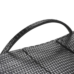K&K 80'' Outdoor Wicker Chaise Lounge Chairs Set of 2, Patio Rattan Reclining Chair Pull-out Side Table Adjustable Backrest Ergonomic Wave Design Pool Sunbathing Recliners, Black