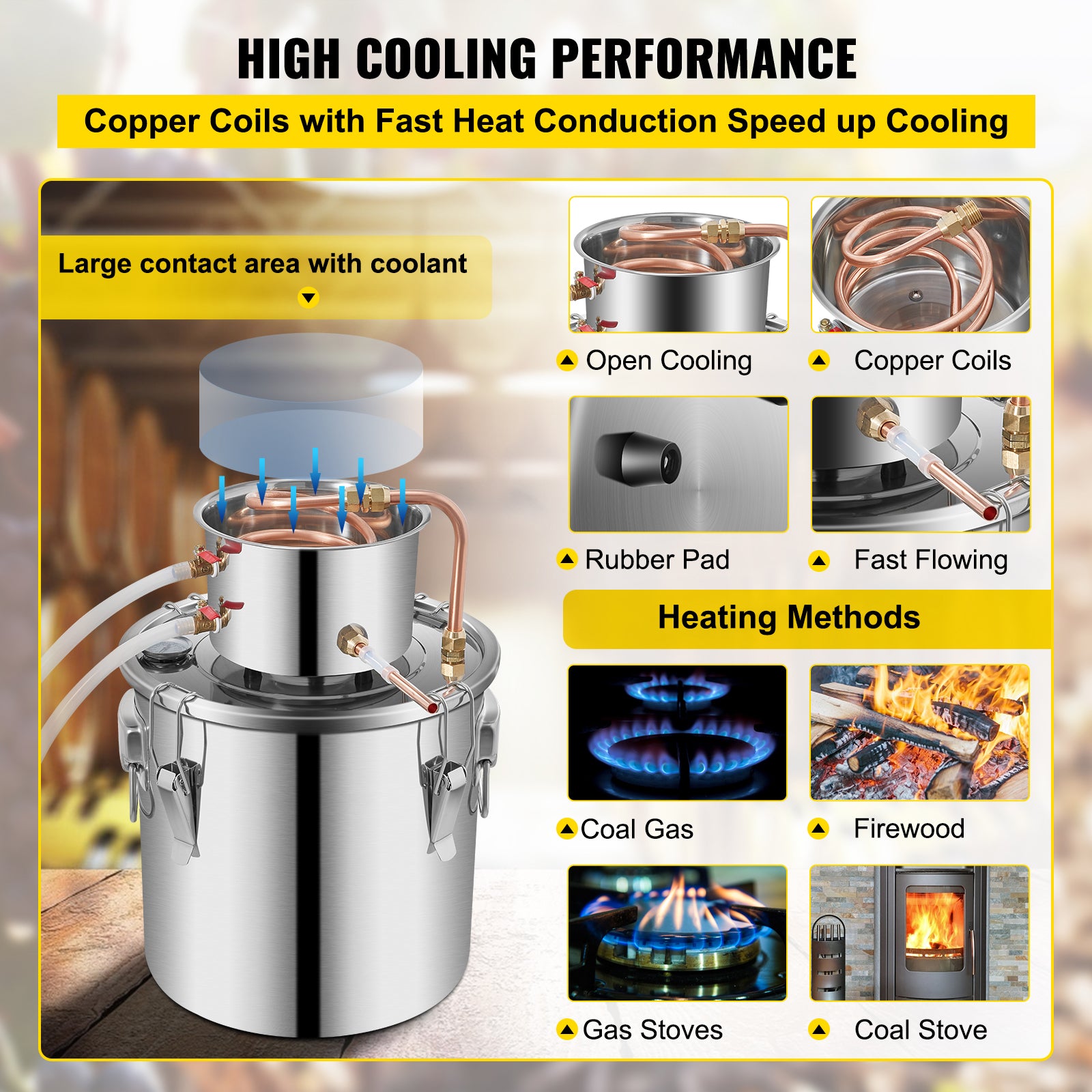 12L Water Alcohol Distiller 3GAL Copper Wine Making Boiler Multi Home DIY Brewing Distilling Kit for Fruit Wine, Water, Brandy, And Refining Plant Extracts