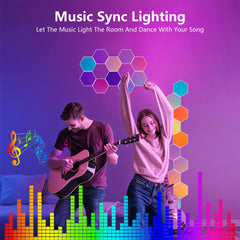 Hexagon Lights (10 Pack) LED Wall Panels, RGB Gaming Lights with APP, Smart Modular Panel Hex Tiles Push Glide Expansion Shapes Light