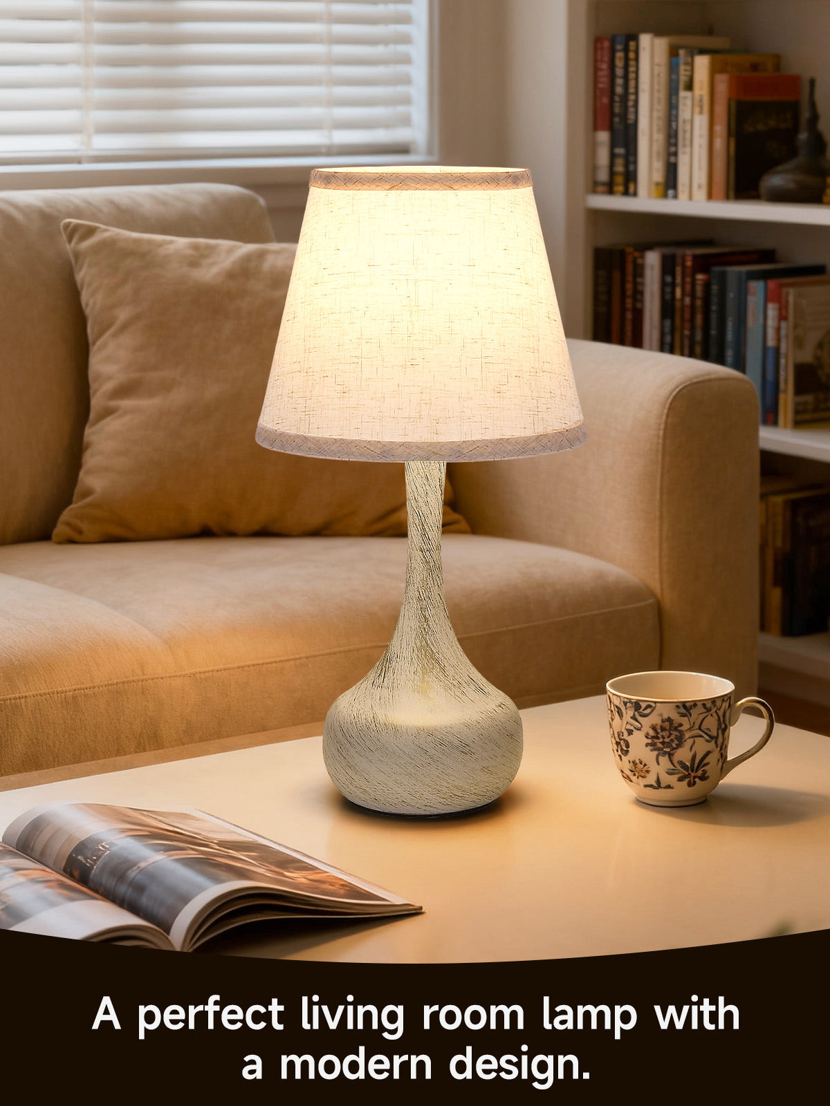Touch Bedside Lamp Set of 2, Farmhouse 3-Way Dimmable Table Lamps for Nightstand with Fabric Shade, Desk Lamp for Reading, Bedroom, Livingroom, Office