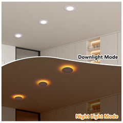 12 Pack White Recessed Lights 4 Inch with Night Light, Ultra Thin Wafer Downlight Pot Lighting, Dimmable & 5 Color Selectable, 9W