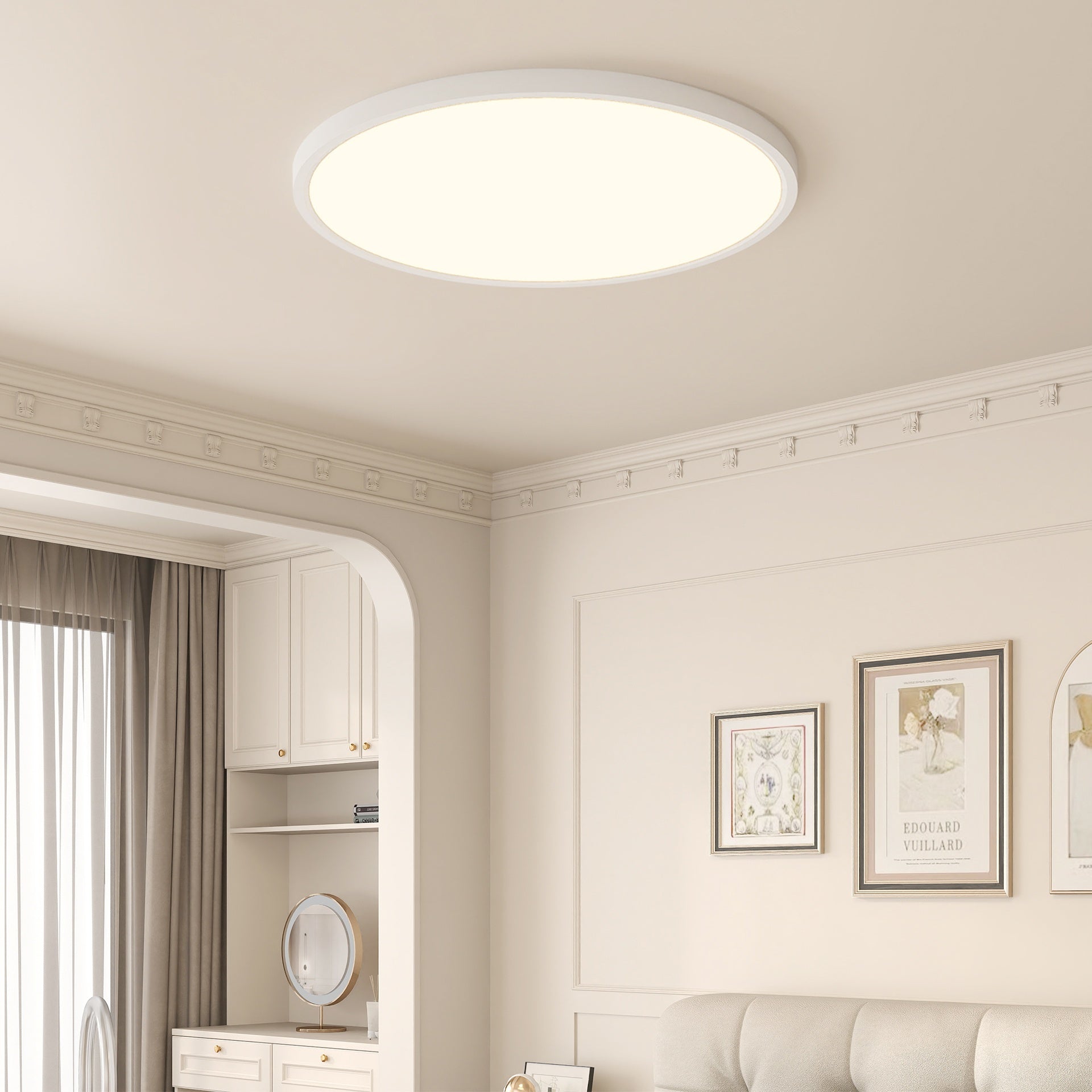 16inch Flush Mount Ceiling Light, 32W 3520LM 5CCT Selectable, Dimmable LED Ceiling Light Fixture for Kitchen Bedroom Living Room, Modern Low Profile Style