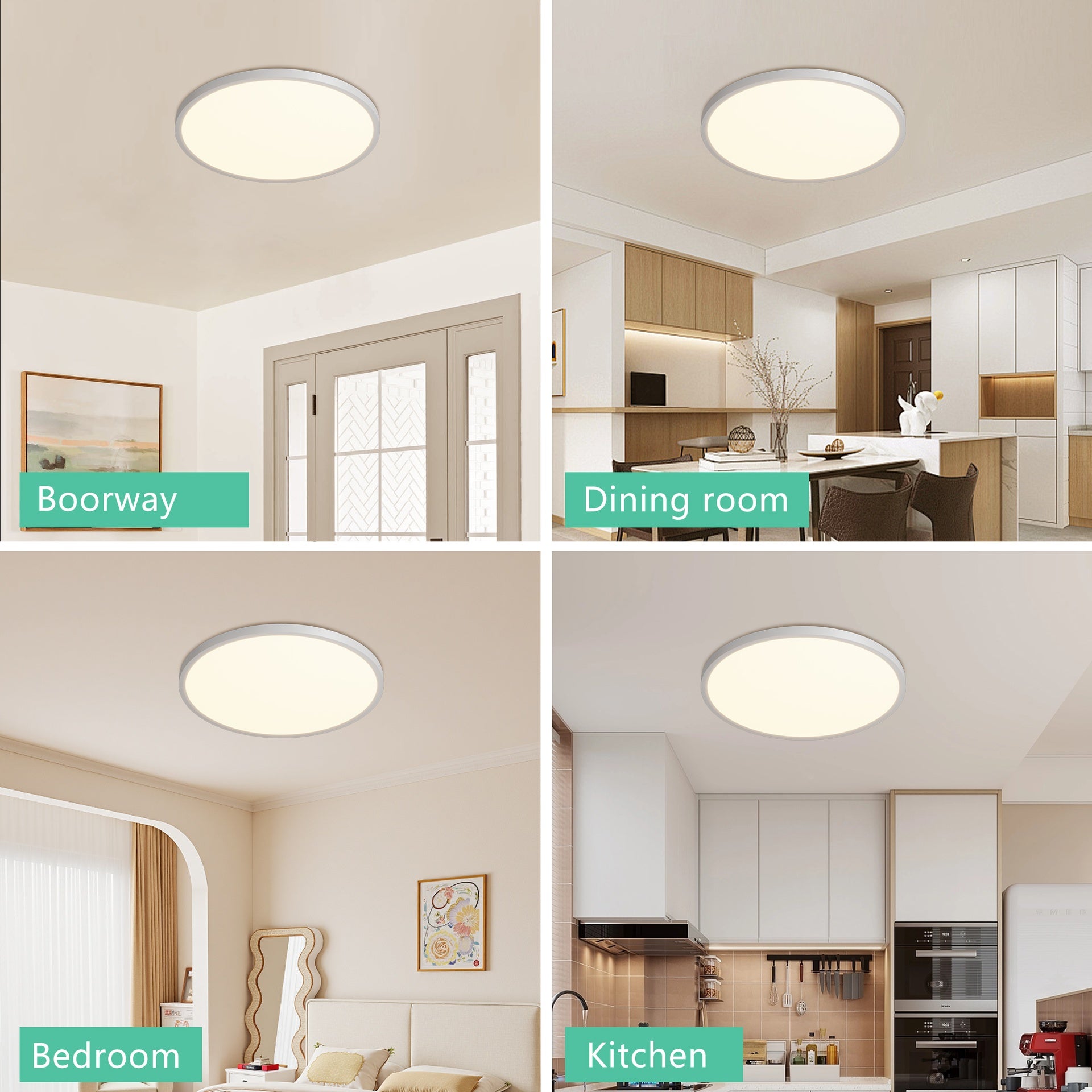 16inch Flush Mount Ceiling Light, 32W 3520LM 5CCT Selectable, Dimmable LED Ceiling Light Fixture for Kitchen Bedroom Living Room, Modern Low Profile Style