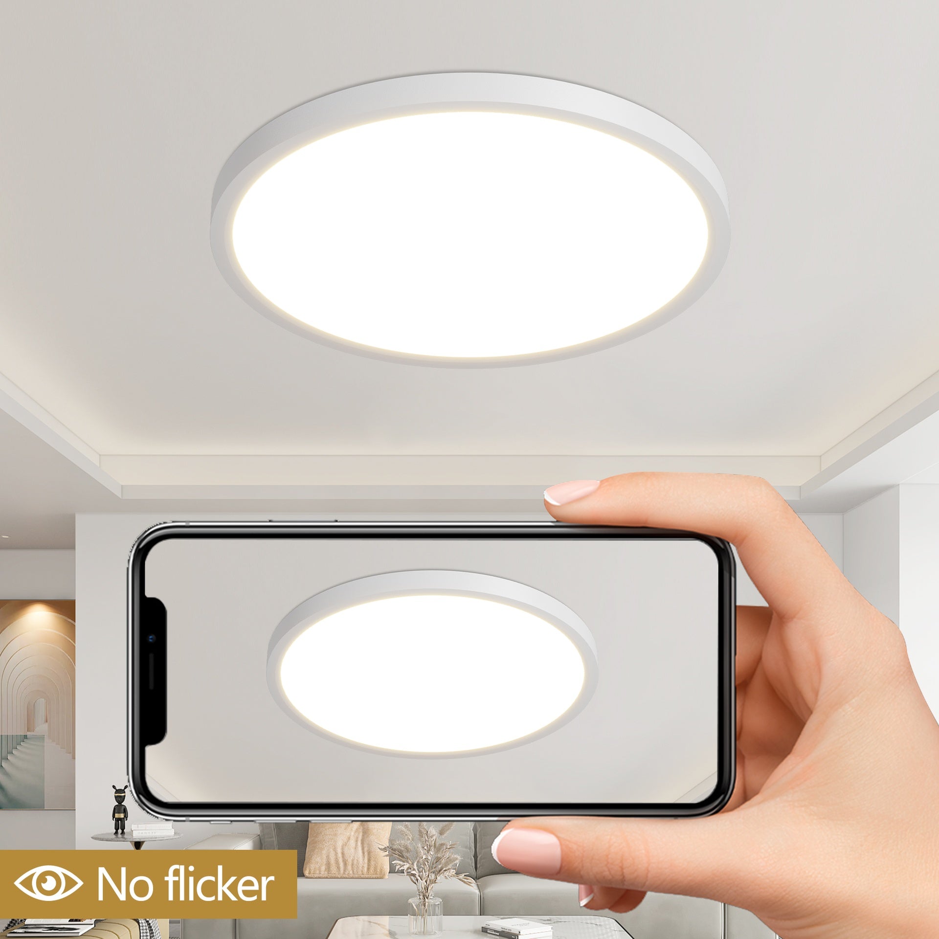 6PK 12 in. LED Flush Mount Ceiling Light Fixture - 2880 Lumens, 5 CCT 2700K/3500K/40000K/5000K/6500K, Round Color Selectable Panel Light, Dimmable, Suitable for Bathroom or Shower