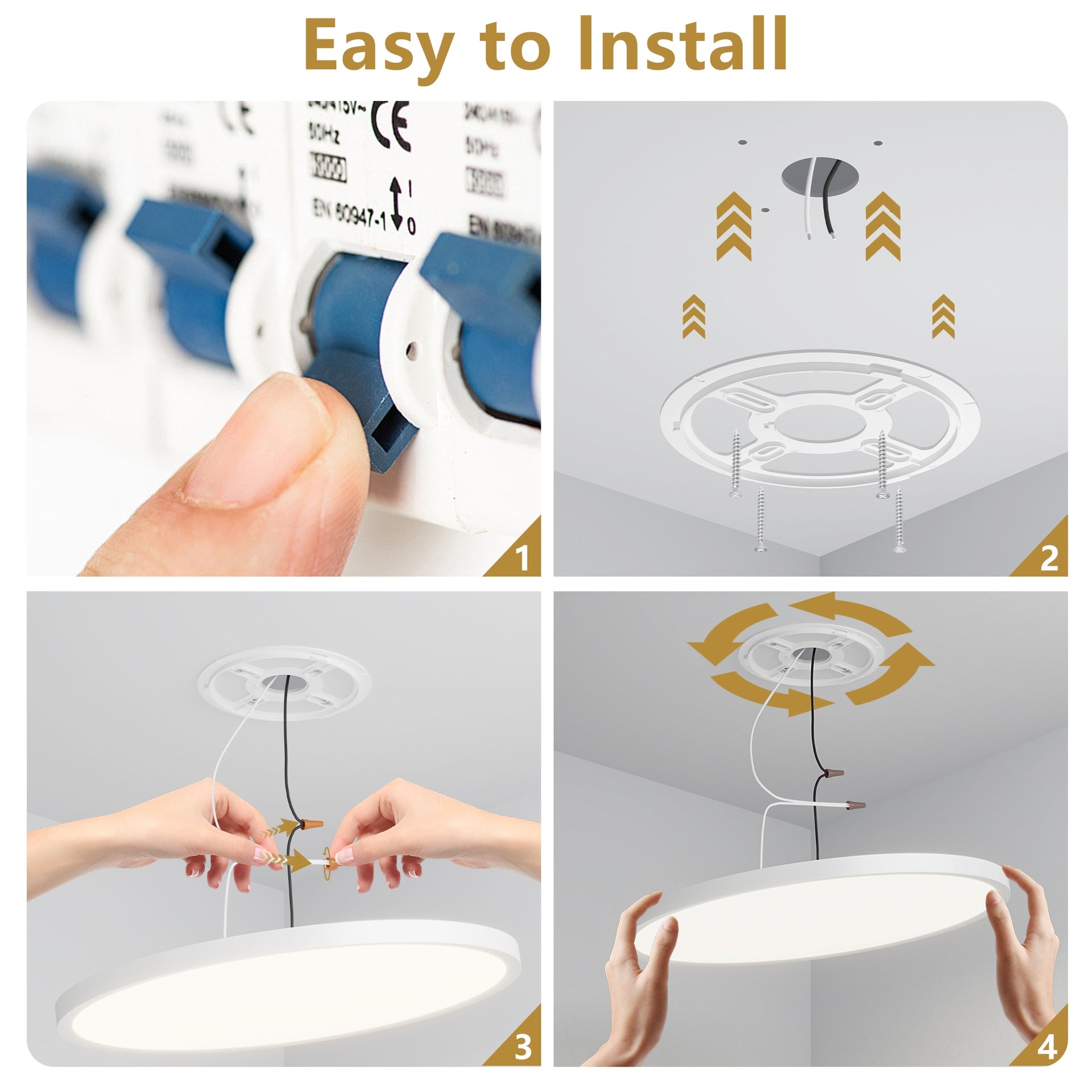 6PK 12 in. LED Flush Mount Ceiling Light Fixture - 2880 Lumens, 5 CCT 2700K/3500K/40000K/5000K/6500K, Round Color Selectable Panel Light, Dimmable, Suitable for Bathroom or Shower