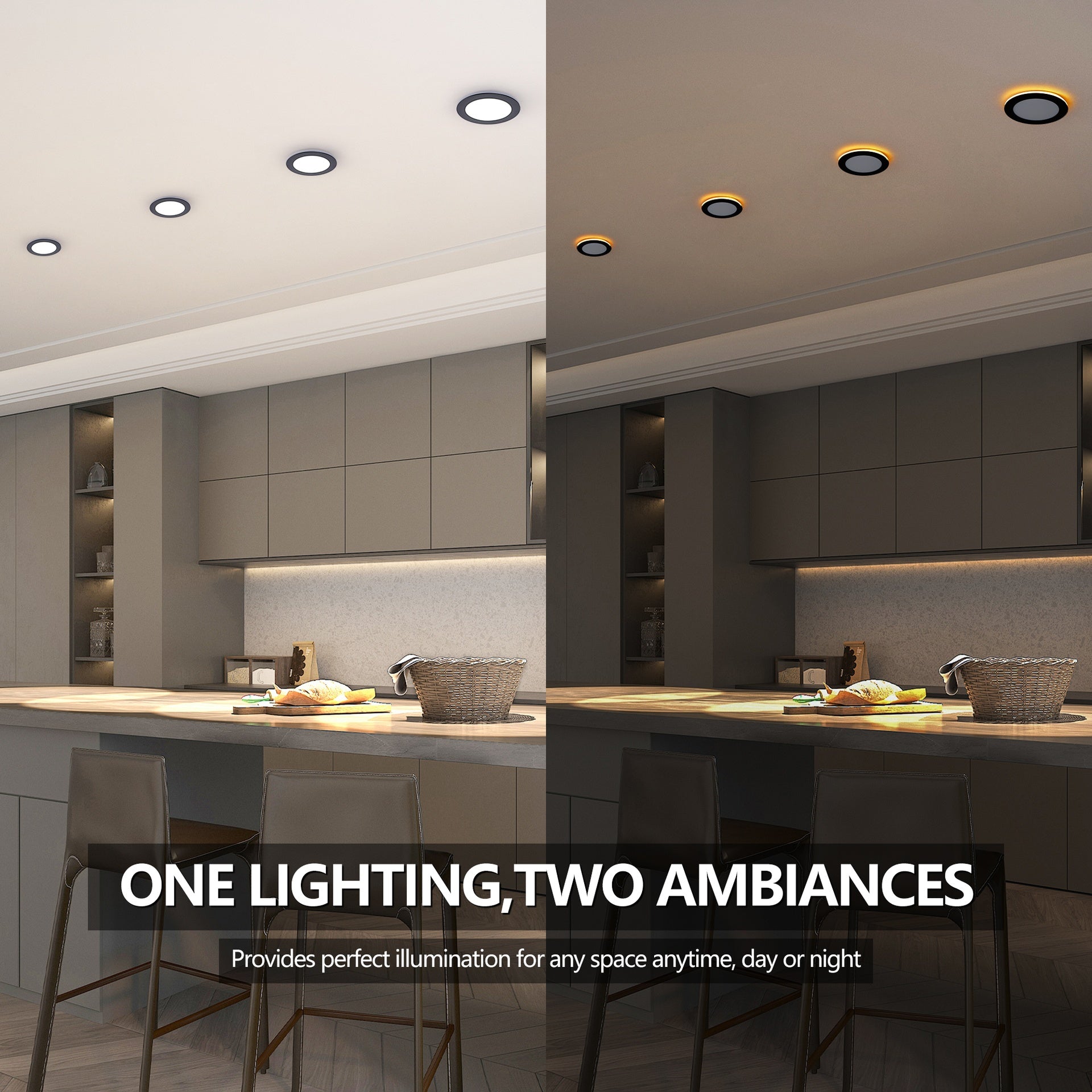 6 Pack 6 Inch Black LED Recessed Light, Dimmable, 2700K-5000K 5CCT, 1200LM High Brightness, 12W 120V ,Suitable for bedroom,living room,study room