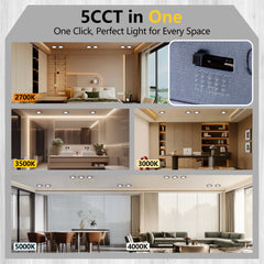 6 Pack 6 Inch Black LED Recessed Light, Dimmable, 2700K-5000K 5CCT, 1200LM High Brightness, 12W 120V ,Suitable for bedroom,living room,study room