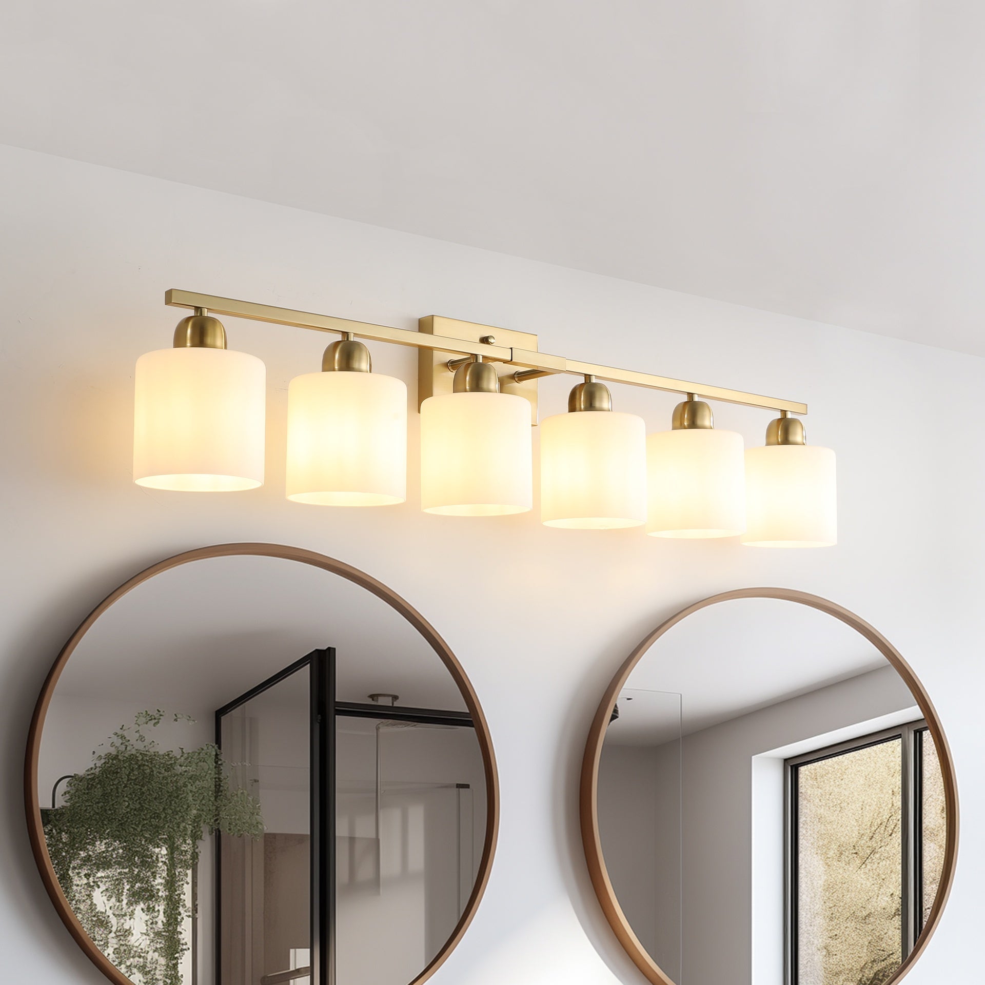 6 Light Gold Bathroom Vanity Light, Gold Bathroom Light Fixtures, 38" Modern Brushed Gold Vanity Lighting Fixtures for Bathroom Over Mirror, Gold Sconces Wall Lighting for Bedroom Living Room