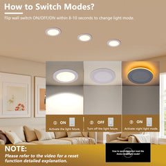 12 Pack 6 Inch White LED Recessed Ceiling Light, Dimmable, 2700K-5000K 5CCT, 1200LM 12W 120V, High Brightness Canless Wafer Downlight